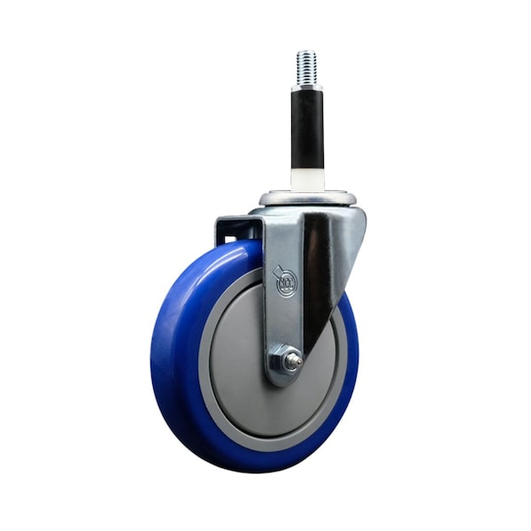 5'' SS Blue Poly Wheel Swivel 7/8'' Expanding Stem Caster